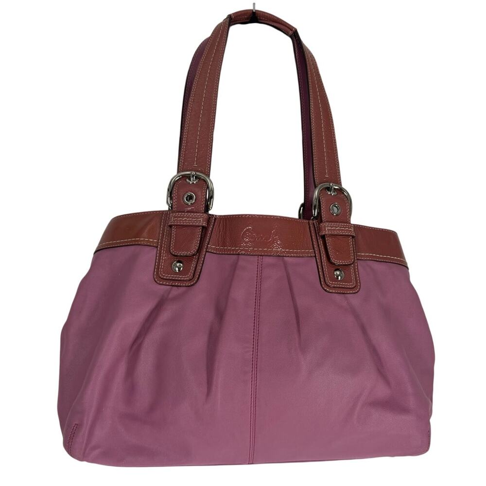 Coach Soho Pleated Leather Mauve Tote F13733 Vintage Coach Y2K Pink Purple